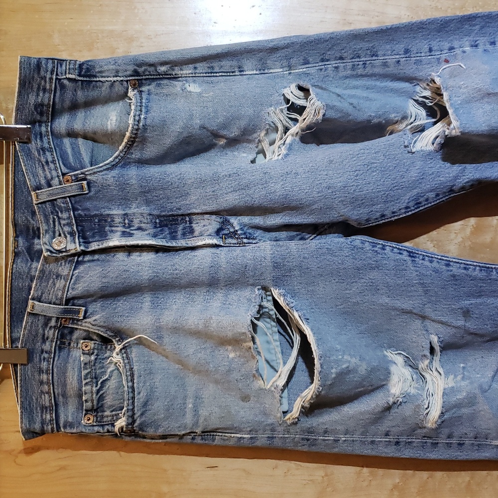 😎🤩Levi's Blue Straight Jeans with Vintage Distressing - Picture 5 of 12